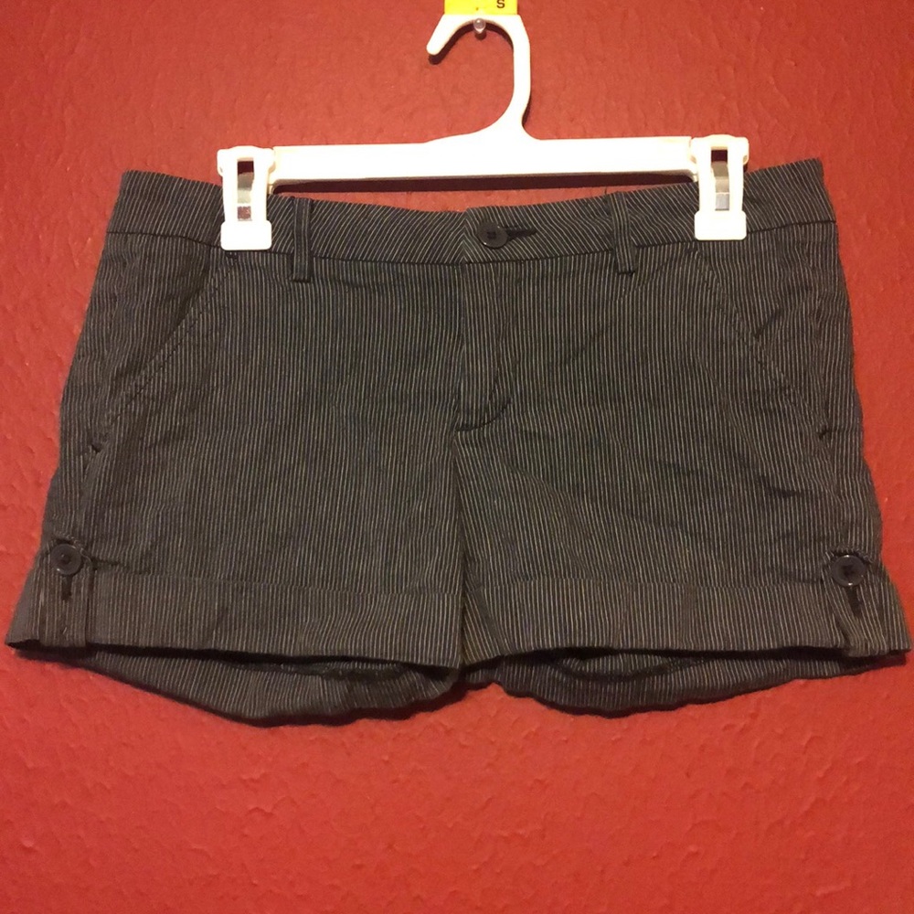 Black pinstriped shorts